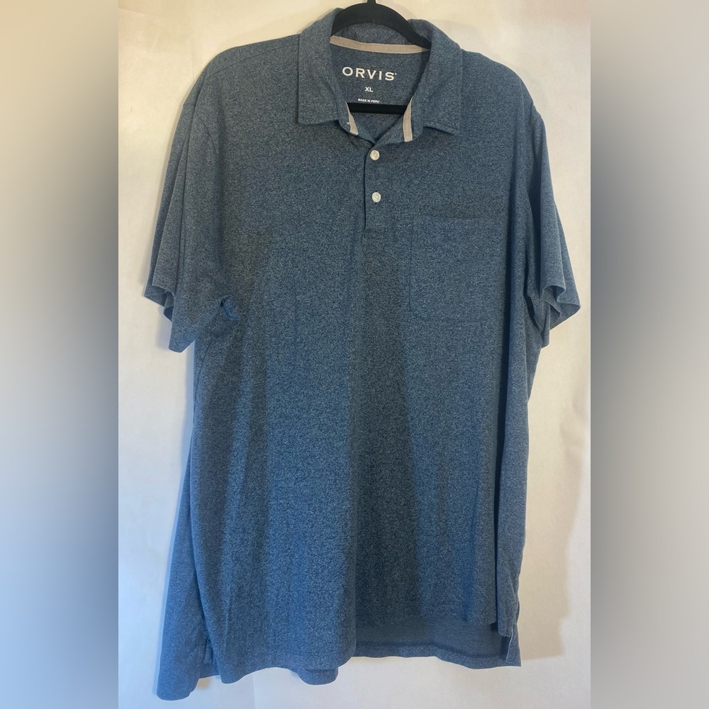Orvis Short Sleeve Polo Shirt Blue Size XL‎